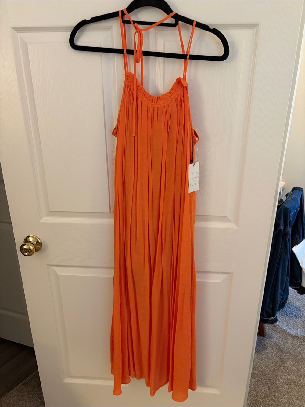 HYFVE Orange Spaghetti-Strap Maxi Dress